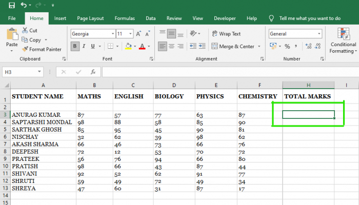 MS excel course